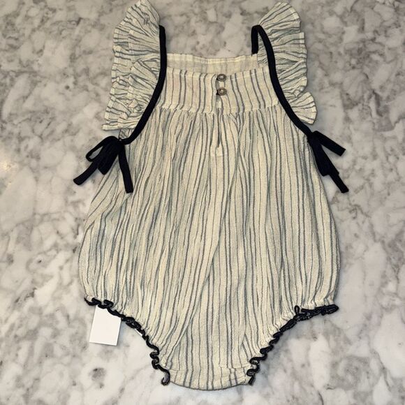 NWT Pink Chicken Striped Bubble Romper - Picture 4 of 7